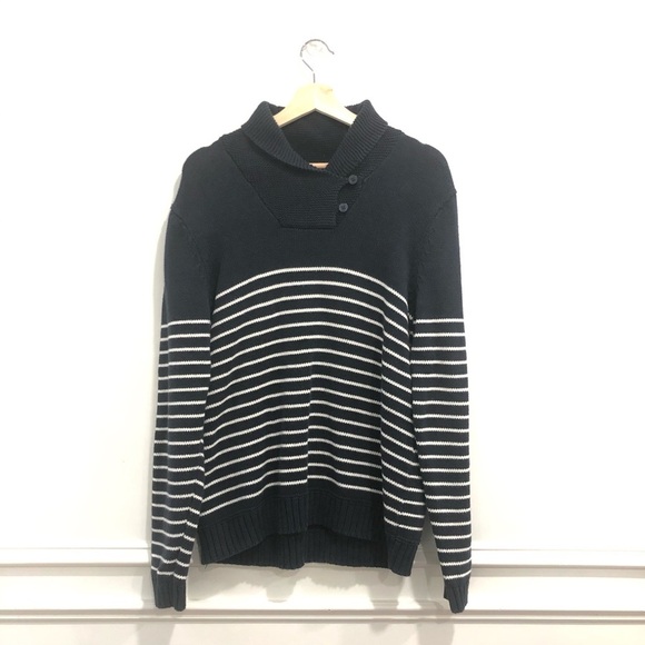 Chaps Navy Striped Pullover Nautical Sweater Size Large - Picture 4 of 11